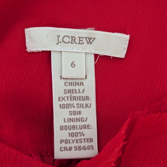 J. Crew Red Ruffled Mandarin Collar Blouse - Picture 5 of 6